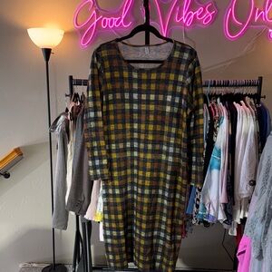 Piphany Multicolor Plaid Long Sleeve Dress